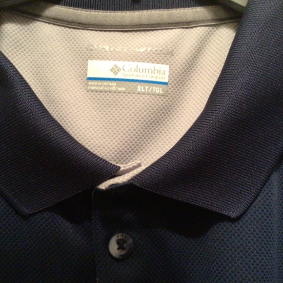 Columbia Men Tall Size XLT Polo Omni Wick PFG Blue Short Sleeve Utilizer AT0126 - Picture 4 of 8